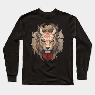 The Roaring Majesty: Neo-Traditional Lion King Long Sleeve T-Shirt